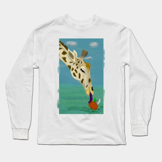 Giraffe and worm Long Sleeve T-Shirt by Antiope